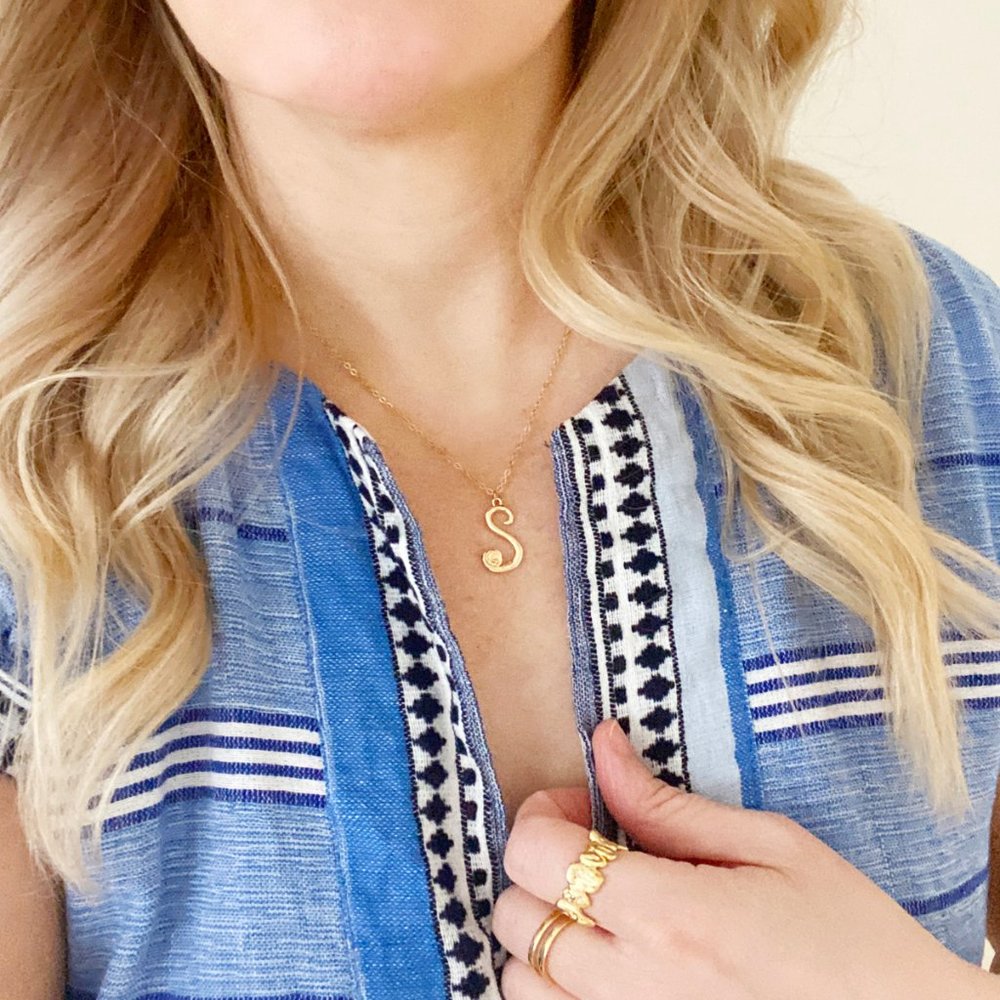 Letter Flower Necklace - Letter S